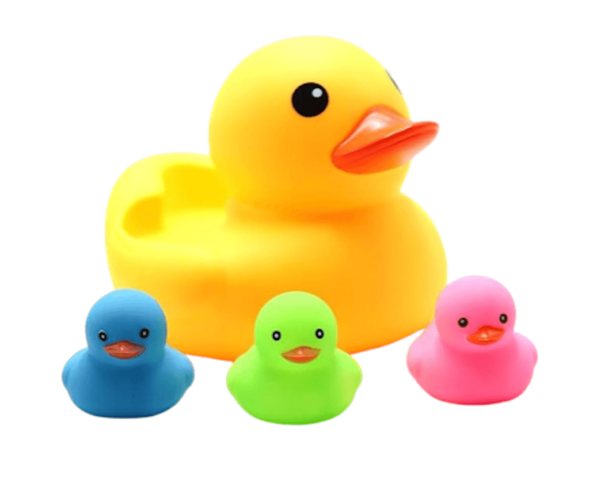 Badeand med tre barn