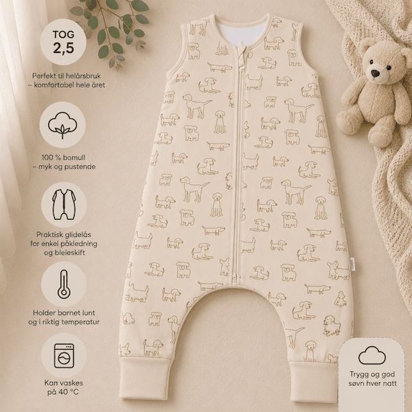 Hovedbilde Fillikid | Helårs nattpose med ben | Str. 92 | Hund Beige