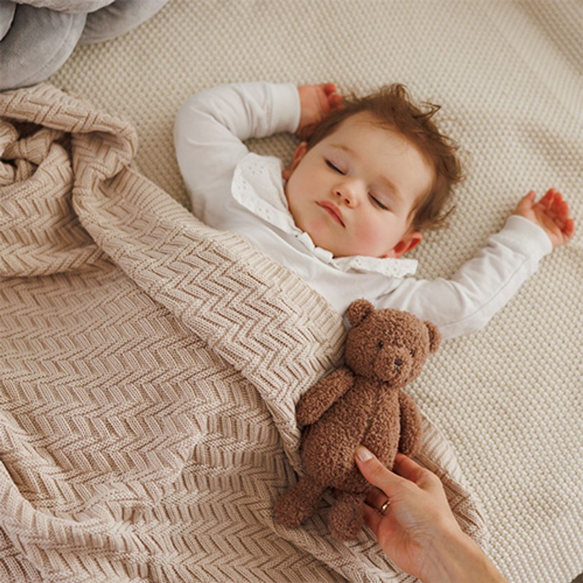 Babyono | Strikket babyteppe Bomull | Beige