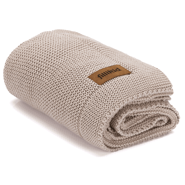 Hovedbilde Fillikid | Strikket babyteppe | 80 x 100 cm | Taupe