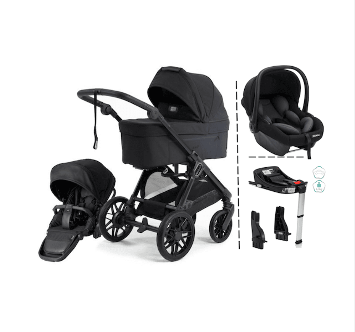 Emmaljunga 2027 | Sento Pro Kombi Ergo + Fillikid Bilstolpakke | Urban Black