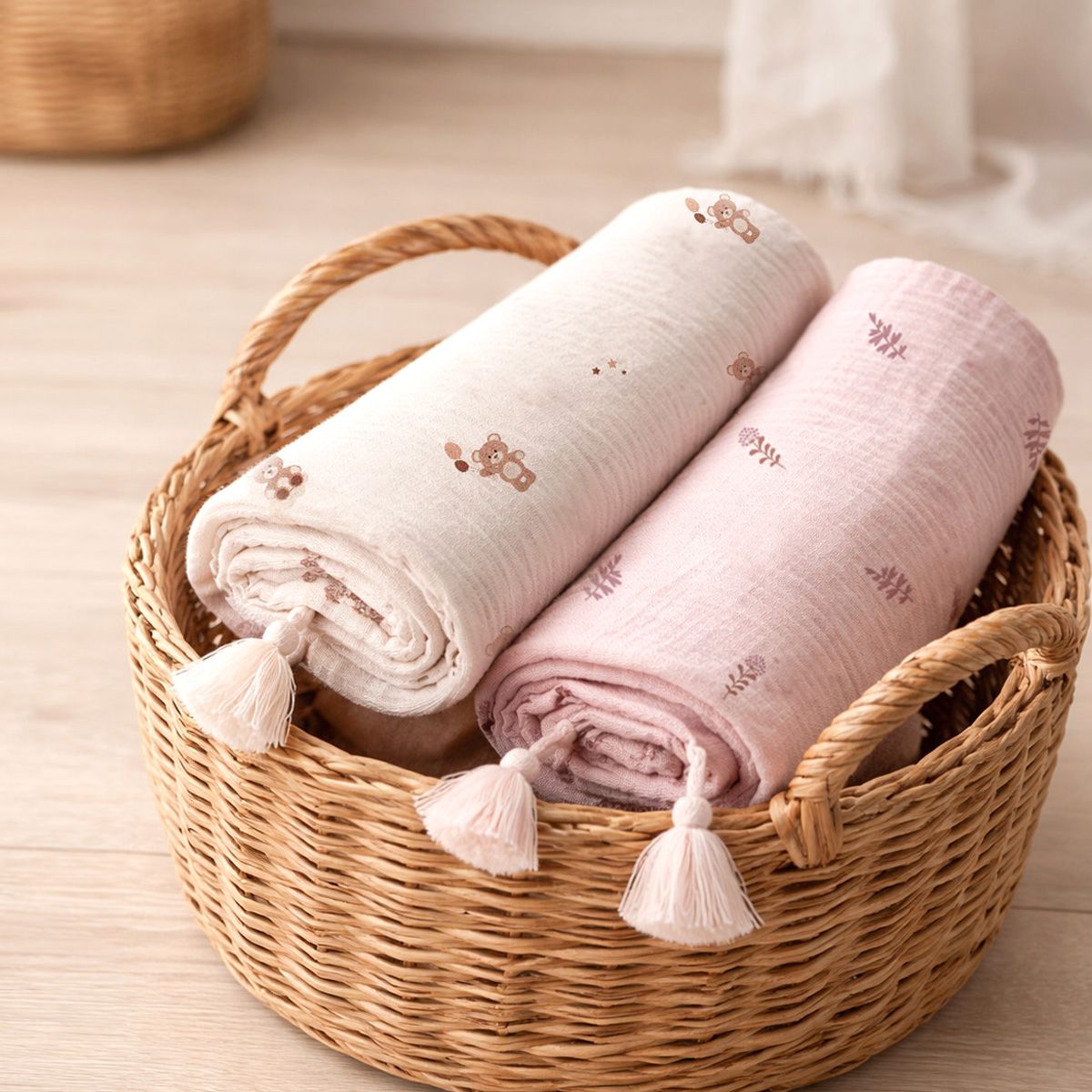 Babyono | Babyteppe i musselin | Rosa 75 x 100 cm
