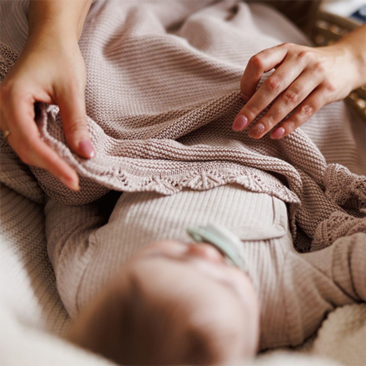 Babyono | Strikket bambusteppe baby | Grå