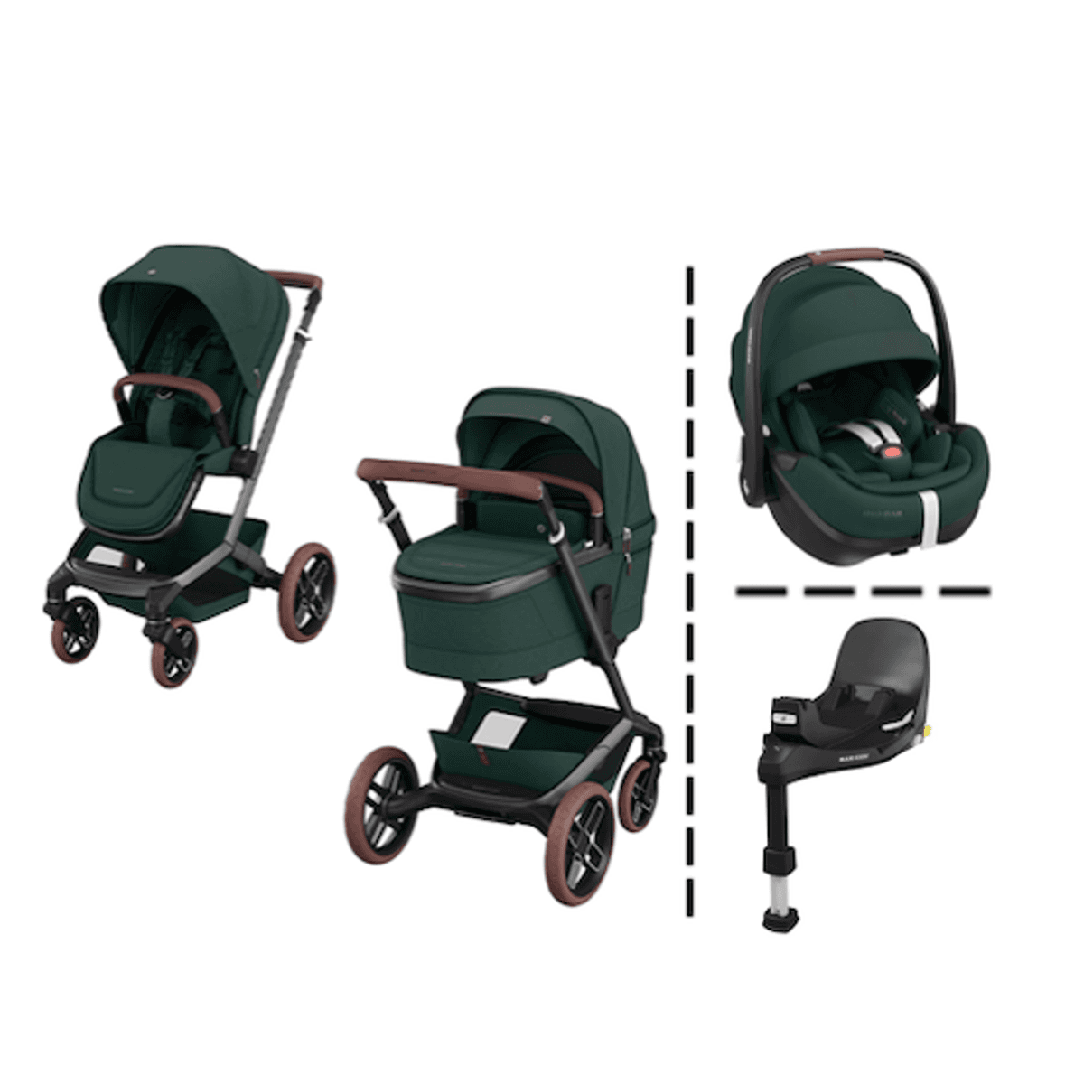 Maxi-Cosi | Fame Kombivogn Twillic Green + Pebble Pro 2 Bilstol og Base 360 Pro