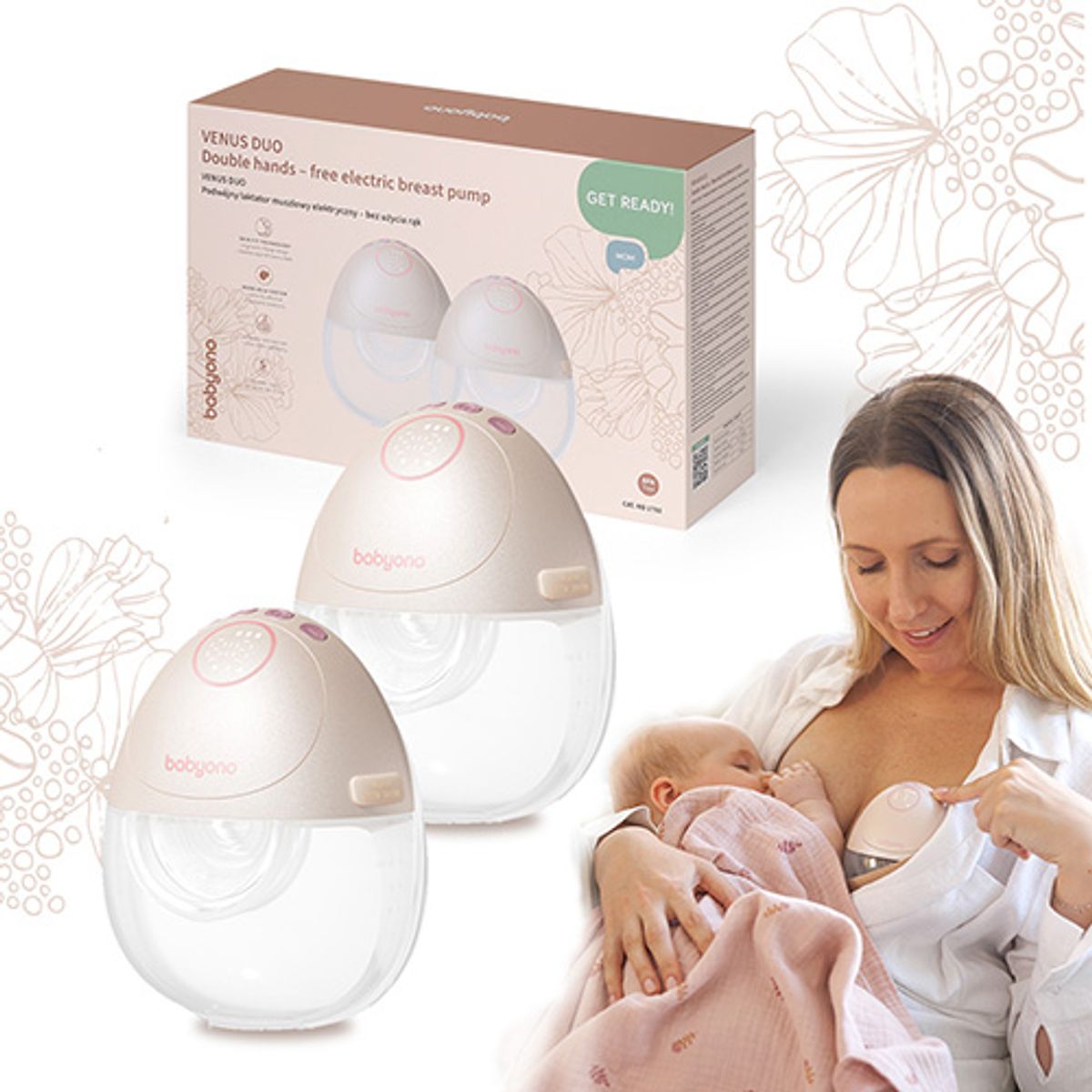 Babyono | Dobbel elektrisk brystpumpe | Venus Duo