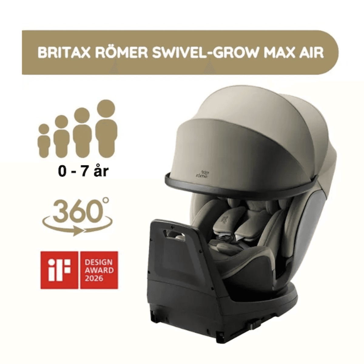 Britax Swivel Grow-Max-Air, Roterbar Bilstol, Lux Urban Olive