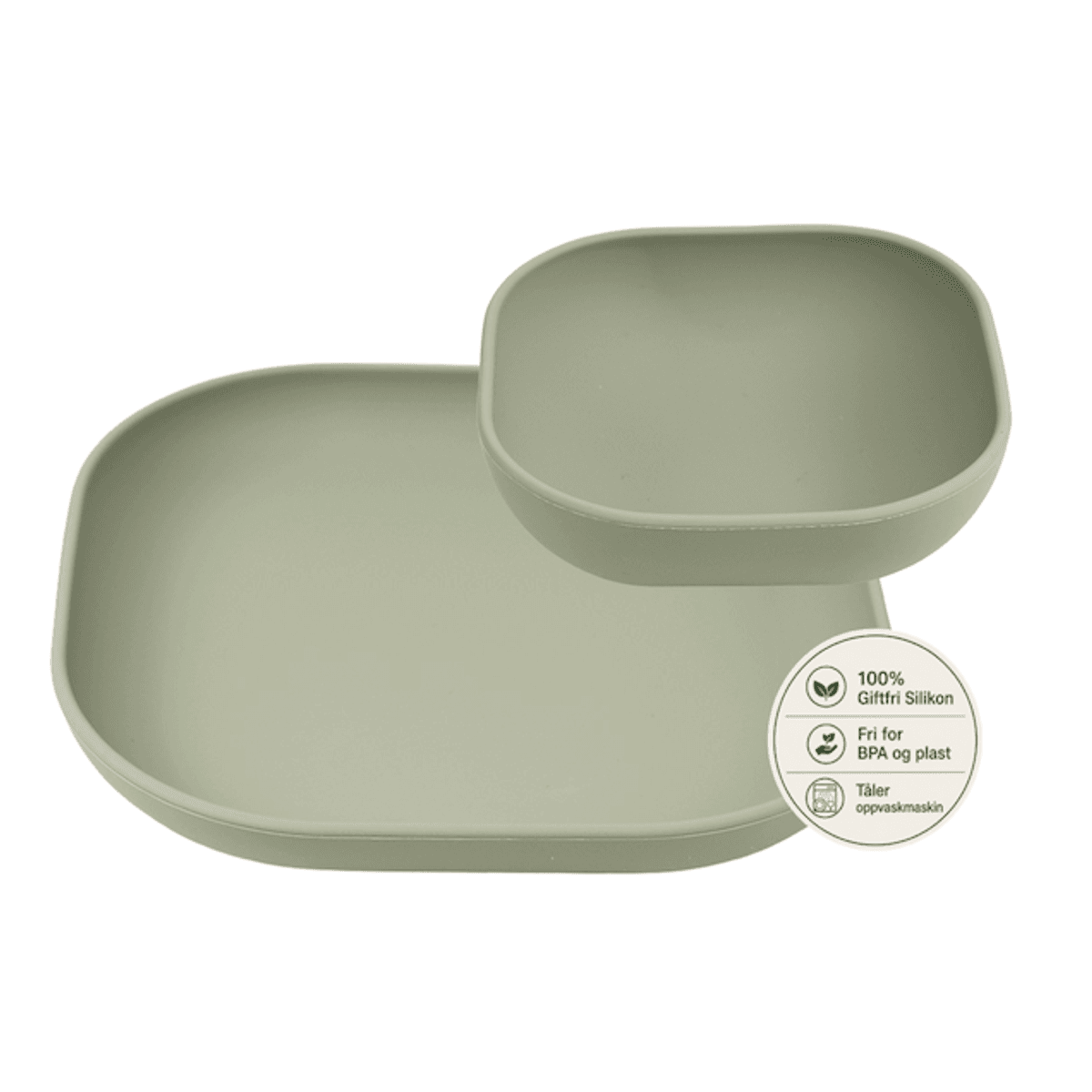 Troller Kids | Silikon Tallerken Sett | Oliven