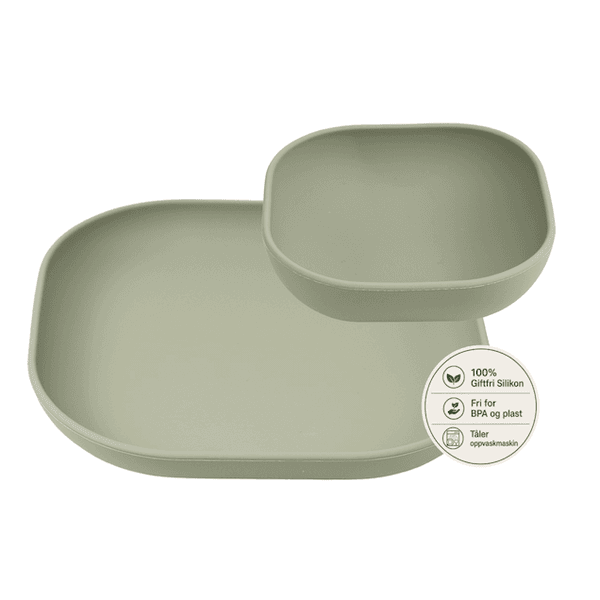 Hovedbilde Troller Kids | Silikon Tallerken Sett | Oliven
