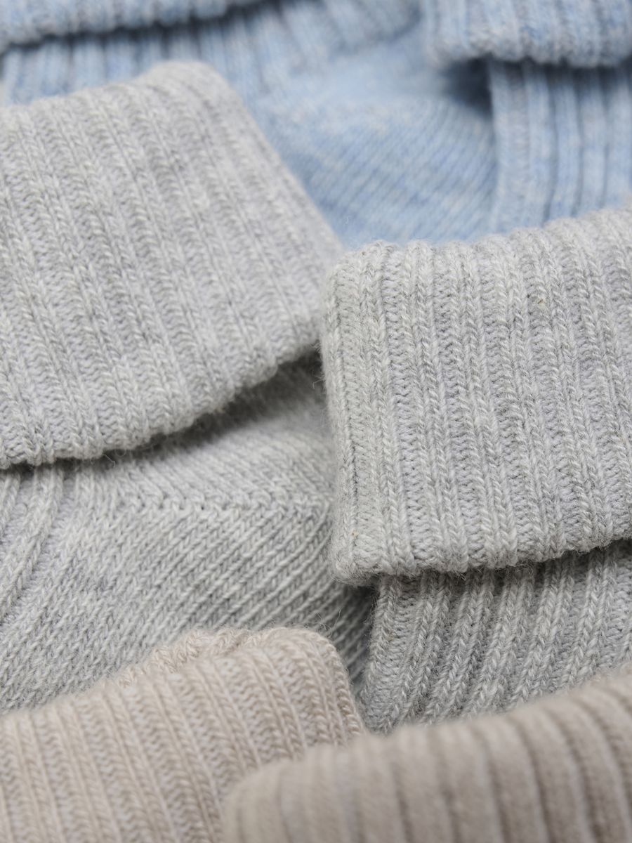 Minymo | Ribbestrikkede babysokker 3-pk | Winter Sky