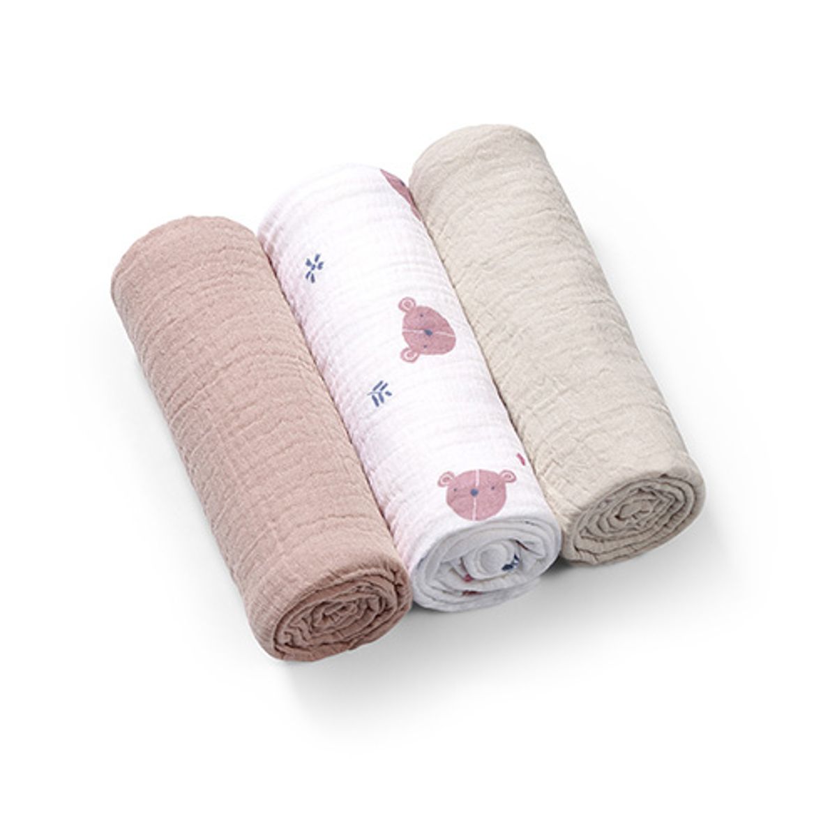 Babyono | Muslinkluter baby – ekstra myke 3pk | Grå