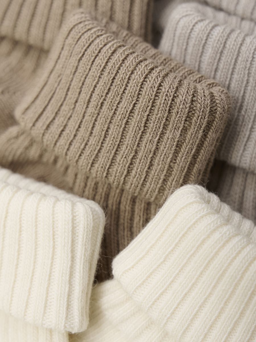 Minymo | Ribbestrikkede babysokker 3-pk | Light Taupe